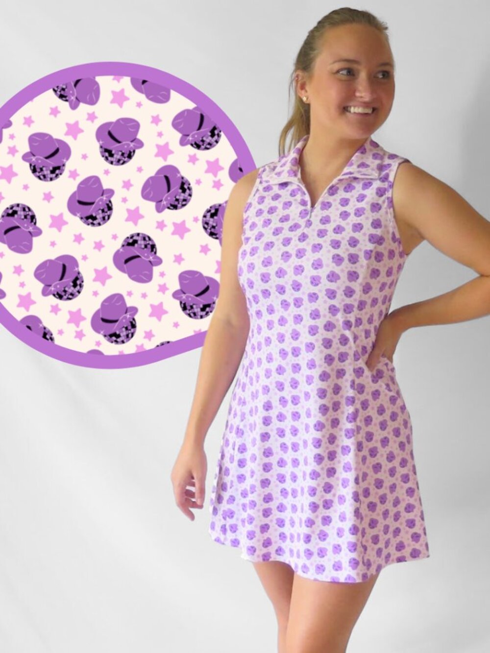 Purple Cowgirl Disco Ball Golf or Tennis Dress with Matching Shorts